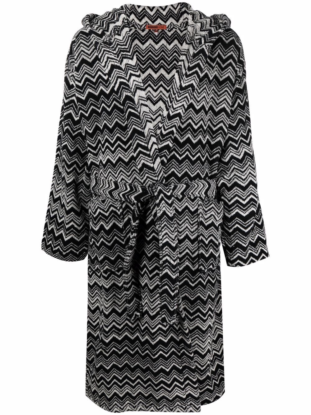 zigzag hooded cotton robe - 1