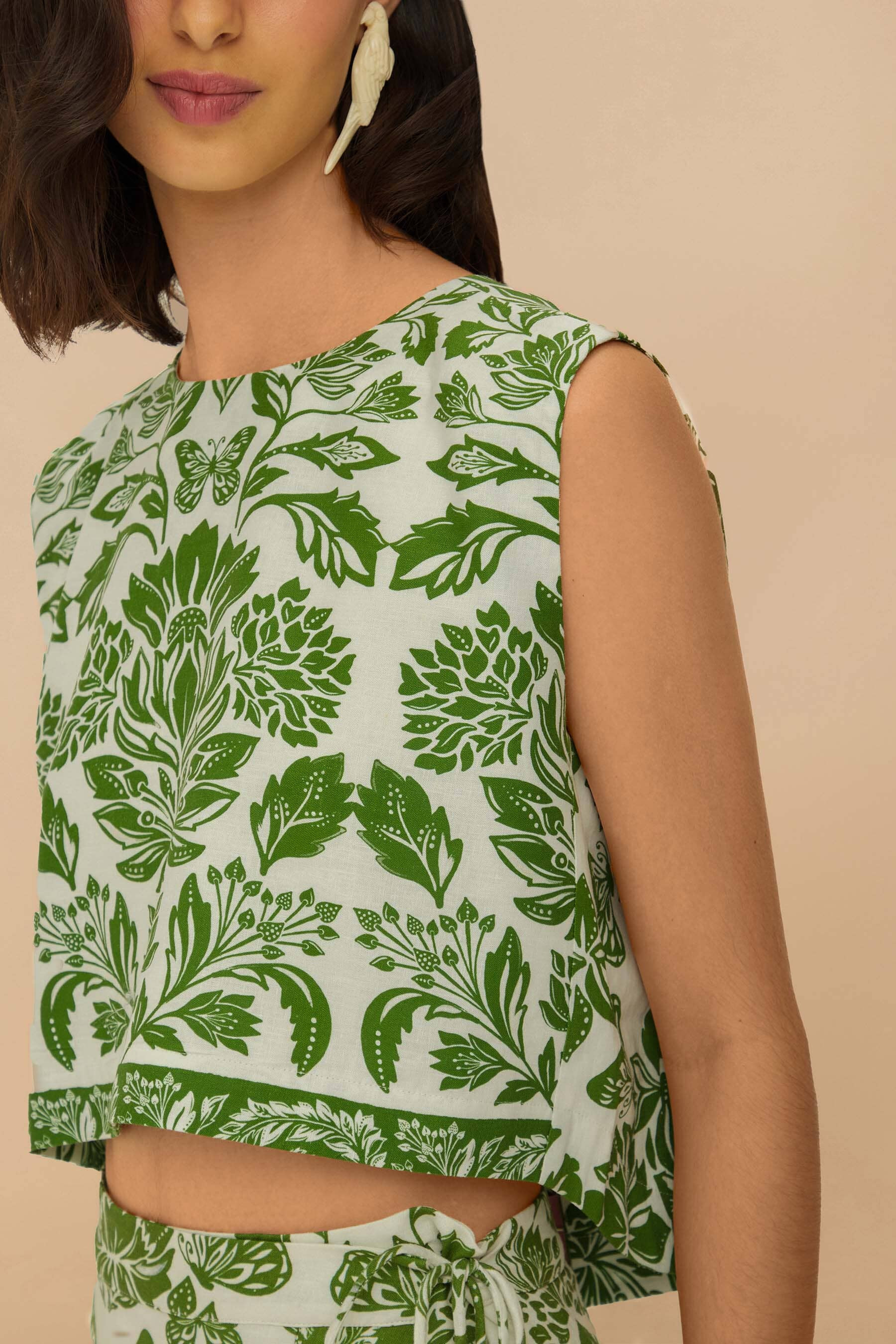 Green Delicate Tapestry Lenzing™ Ecovero™ Euroflax™ Blouse - 3