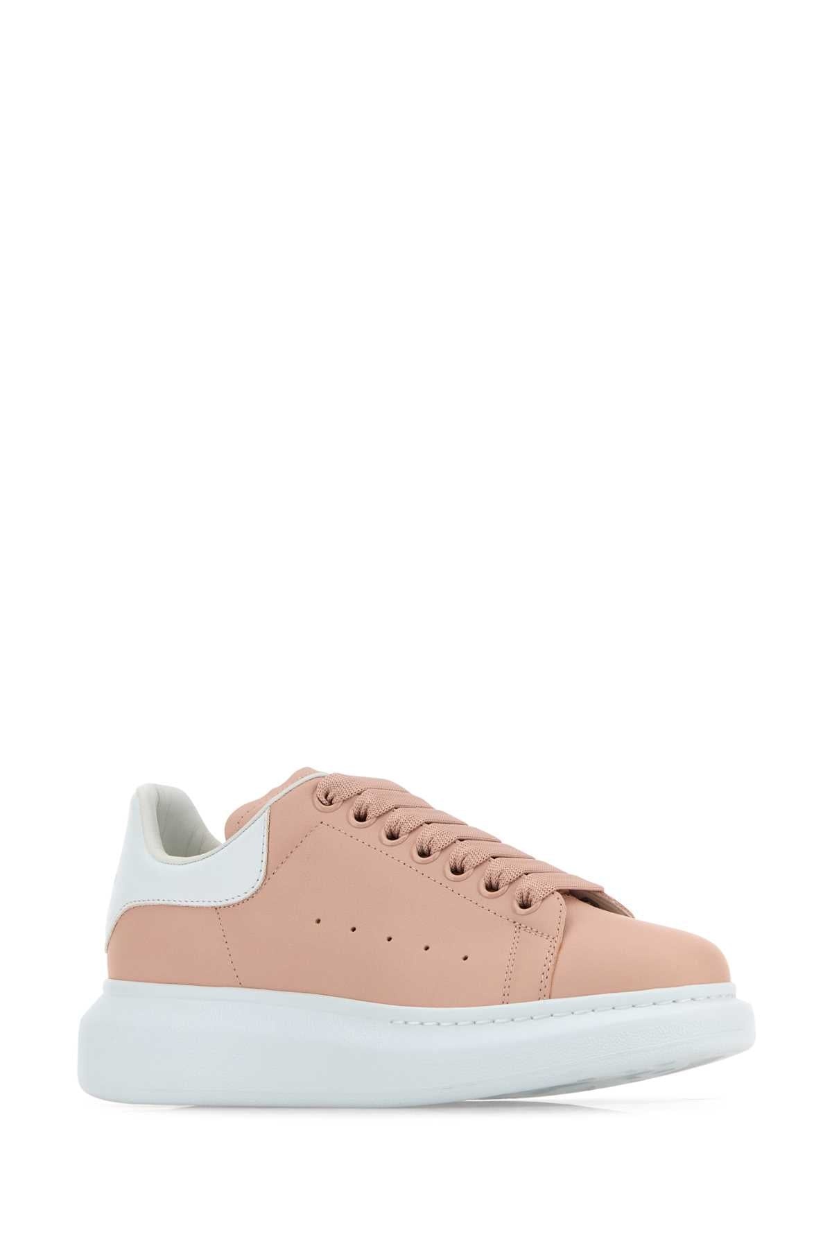 Alexander Mcqueen Women Pink Leather Sneakers With Light White Leather Heel - 2