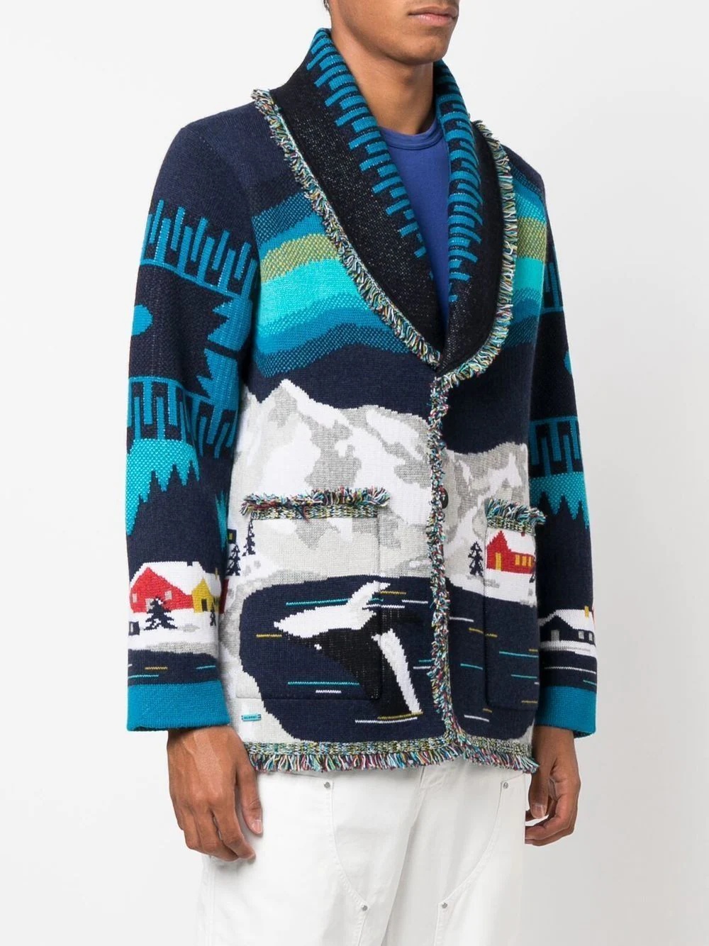 graphic-print cashmere jacket - 3