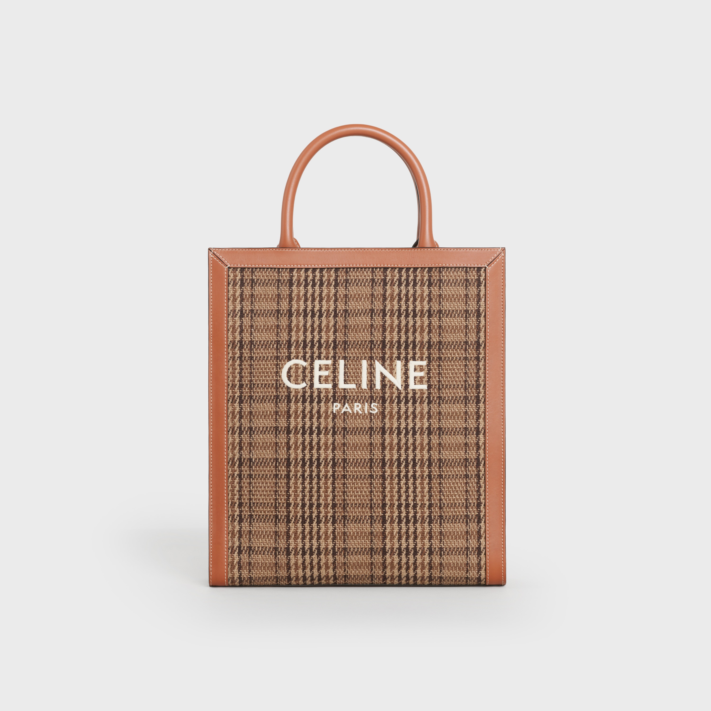 SMALL VERTICAL CABAS CELINE  IN  TEXTILE WITH CELINE EMBROIDERY AND CALFSKIN - 1