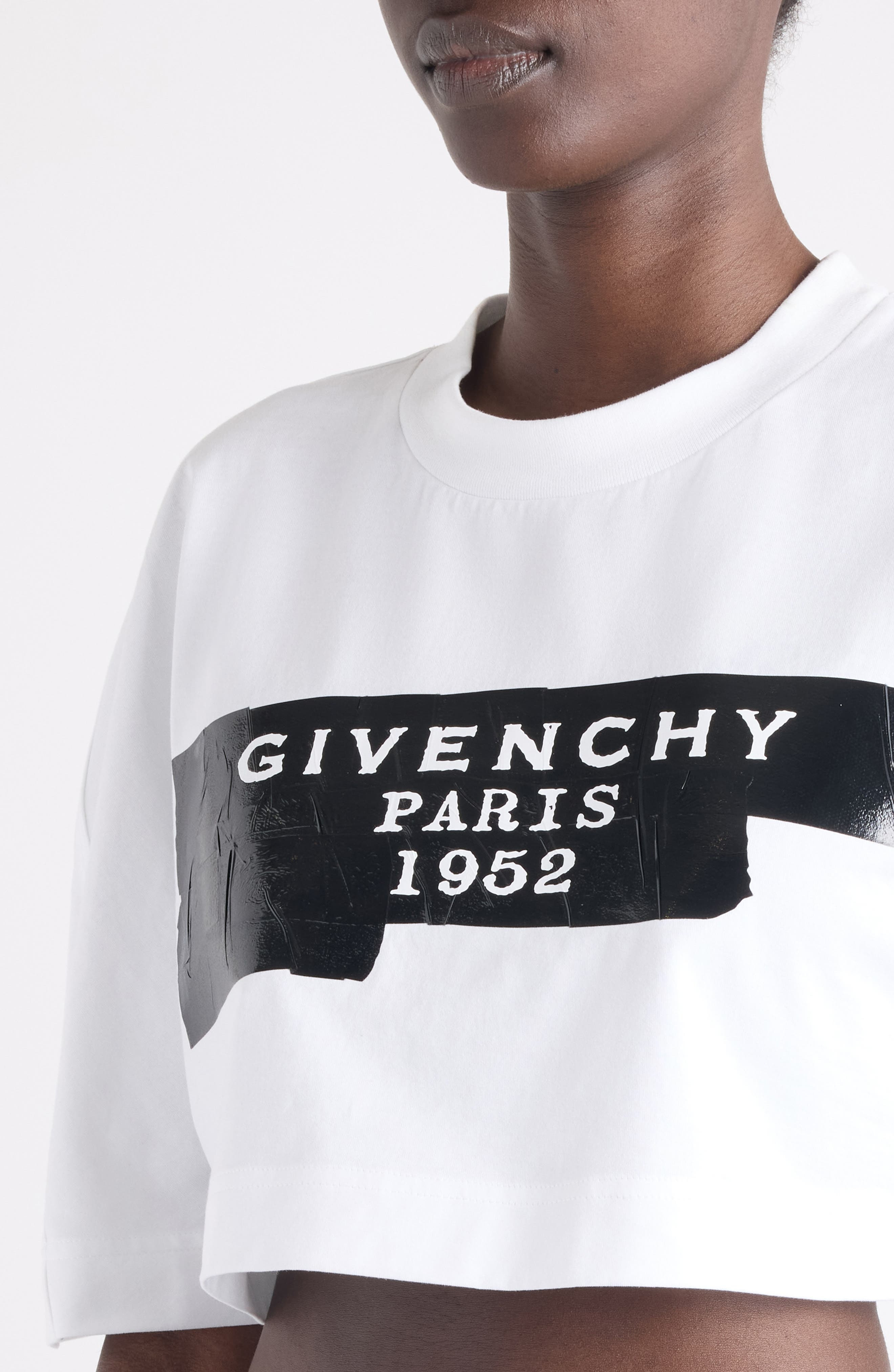 Givenchy Tape Logo Cocoon Crop T-Shirt in White at Nordstrom - 5