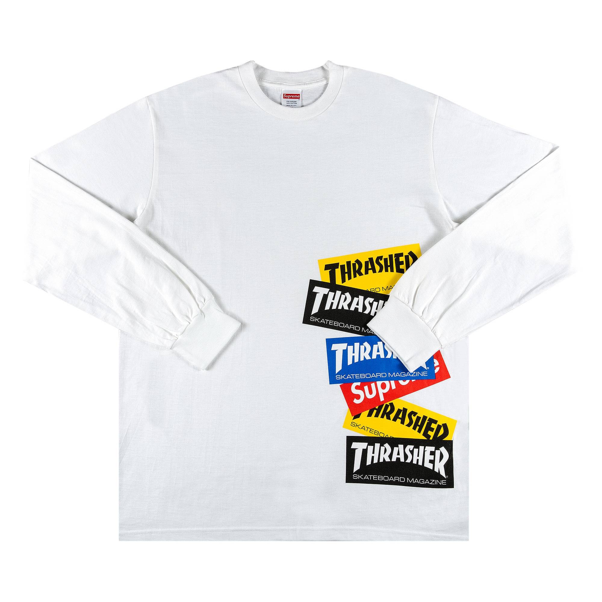 Supreme x Thrasher Multi Logo Long-Sleeve Tee 'White' - 1