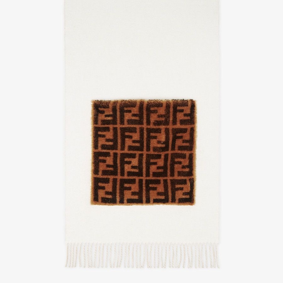 White wool and cashmere scarf - 1