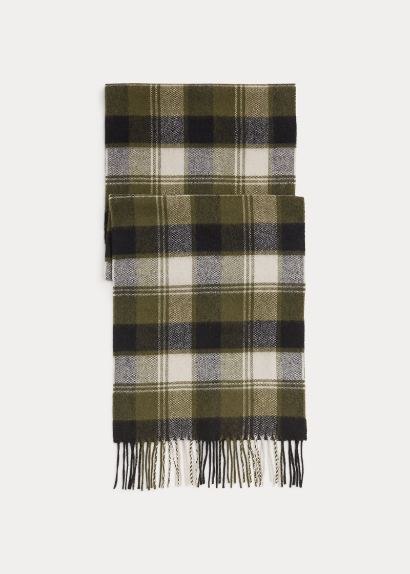 Fringed Plaid Cashmere Scarf 1