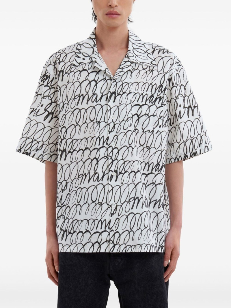 Marni scribble-print short-sleeve cotton shirt outlook