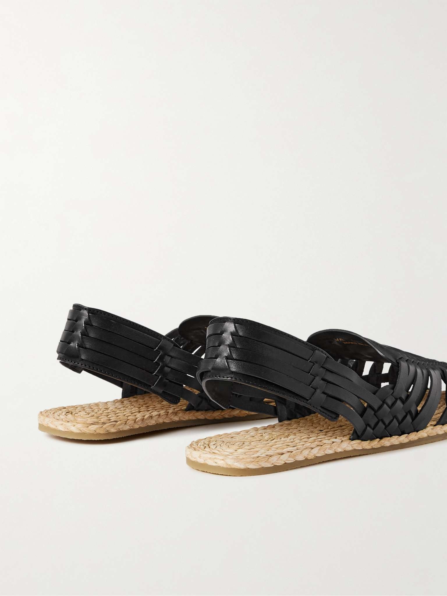 Woven Leather and Raffia Sandals - 4