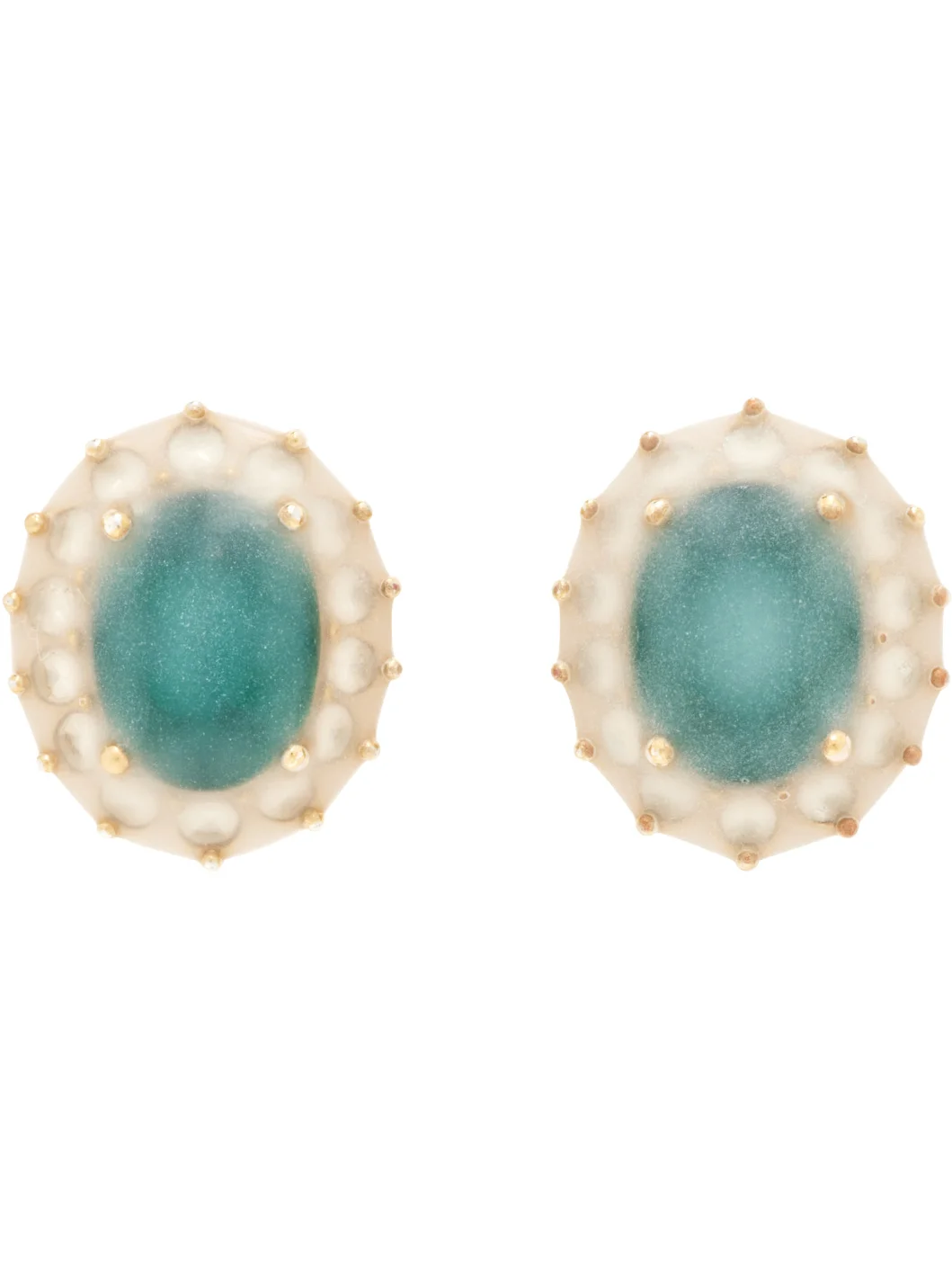 Antiqued Wax Pompadour Earrings - 1