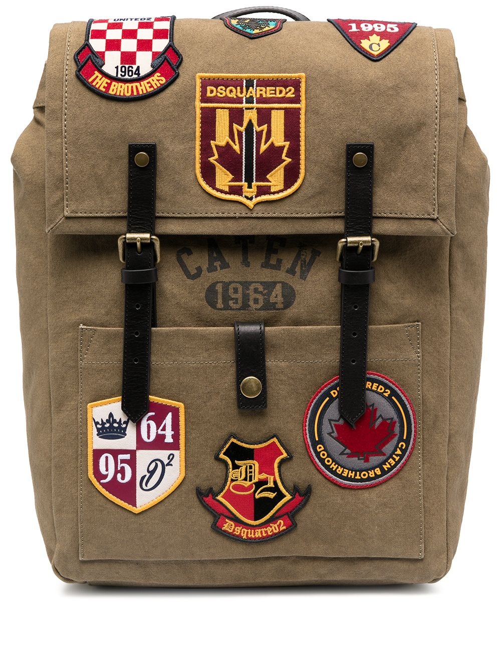 badge-detailing cotton backpack - 1