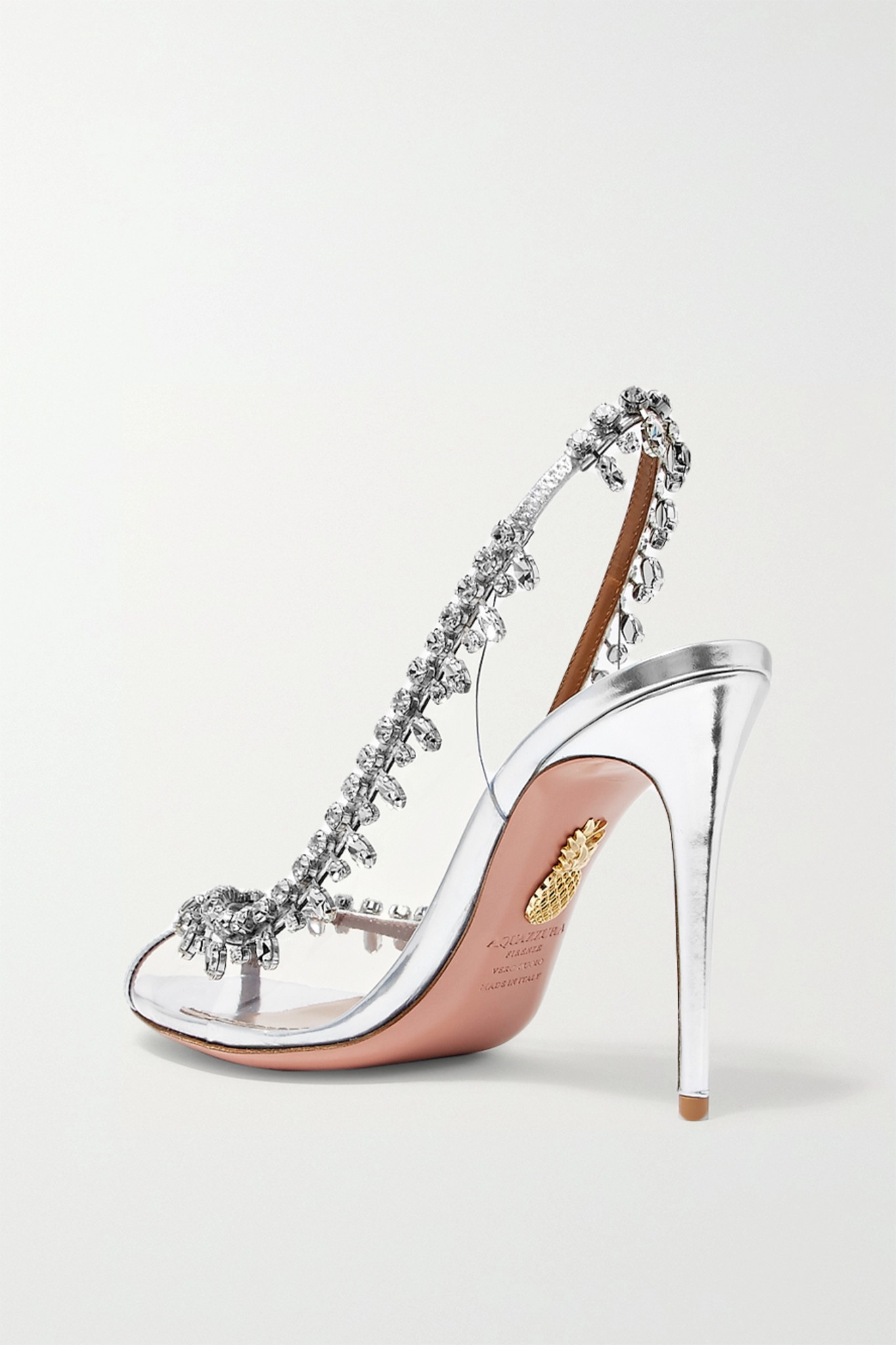 Temptation embellished metallic leather and PVC slingback pumps - 3