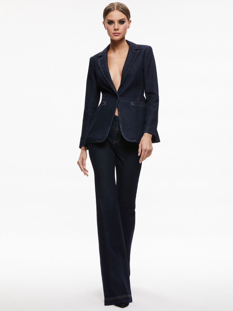 Alice + Olivia MACEY DENIM FITTED BLAZER outlook
