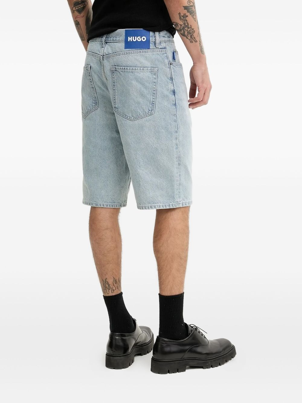 logo-patch denim shorts - 2