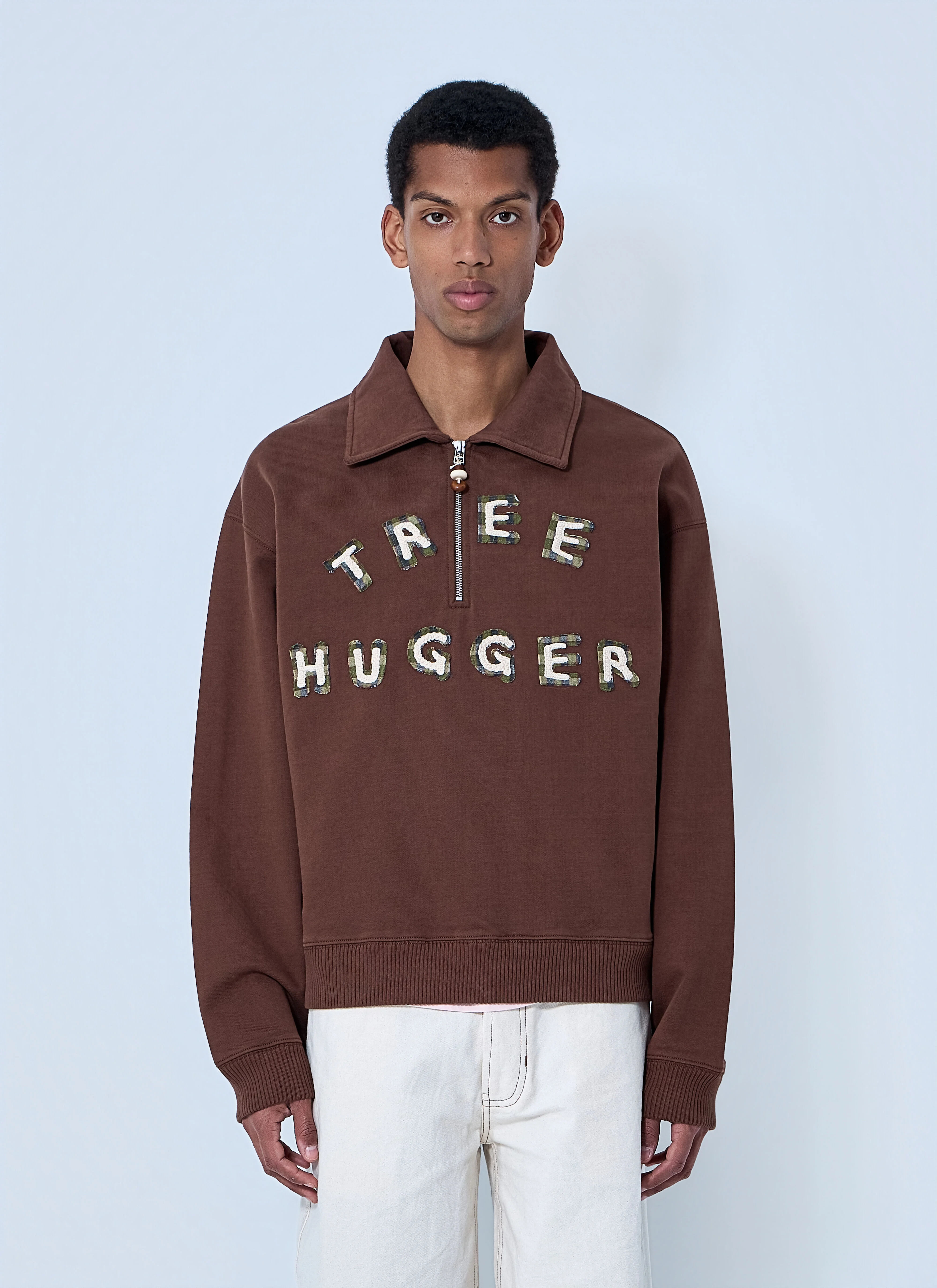 Half-Zip Collared Sweatshirt - 1