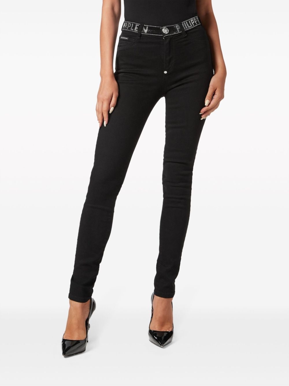 crystal-embellished high-waist jeans - 3