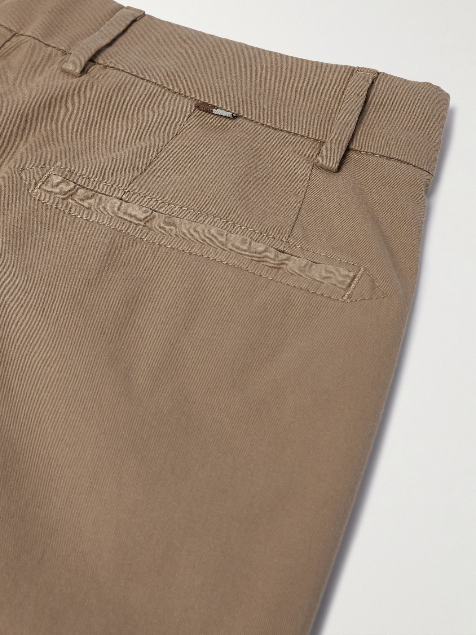 Straight-Leg Stretch-Cotton Twill Bermuda Shorts Beige - 5