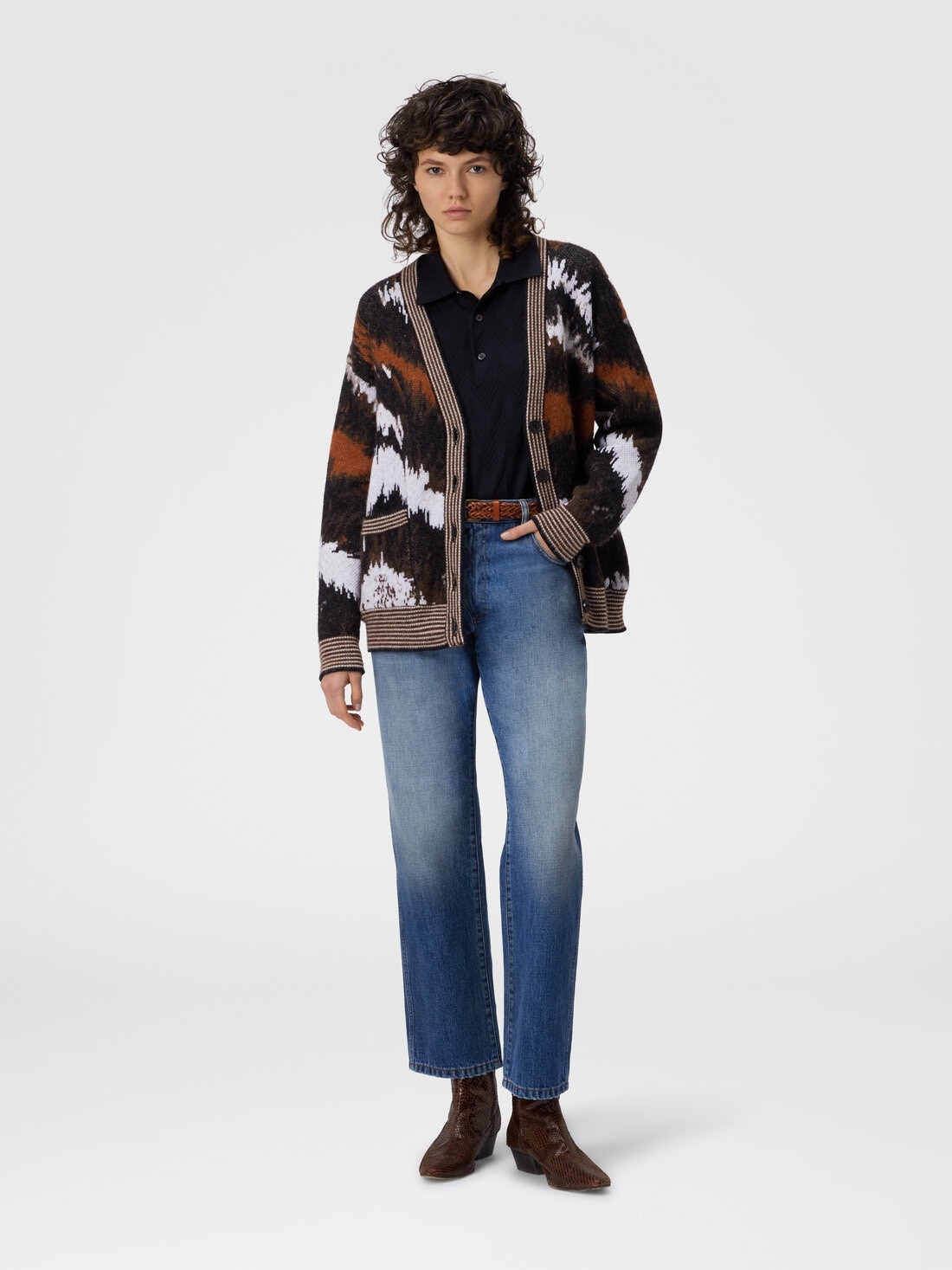 Oversized Cardigan in Tiger Pattern Knit - 2