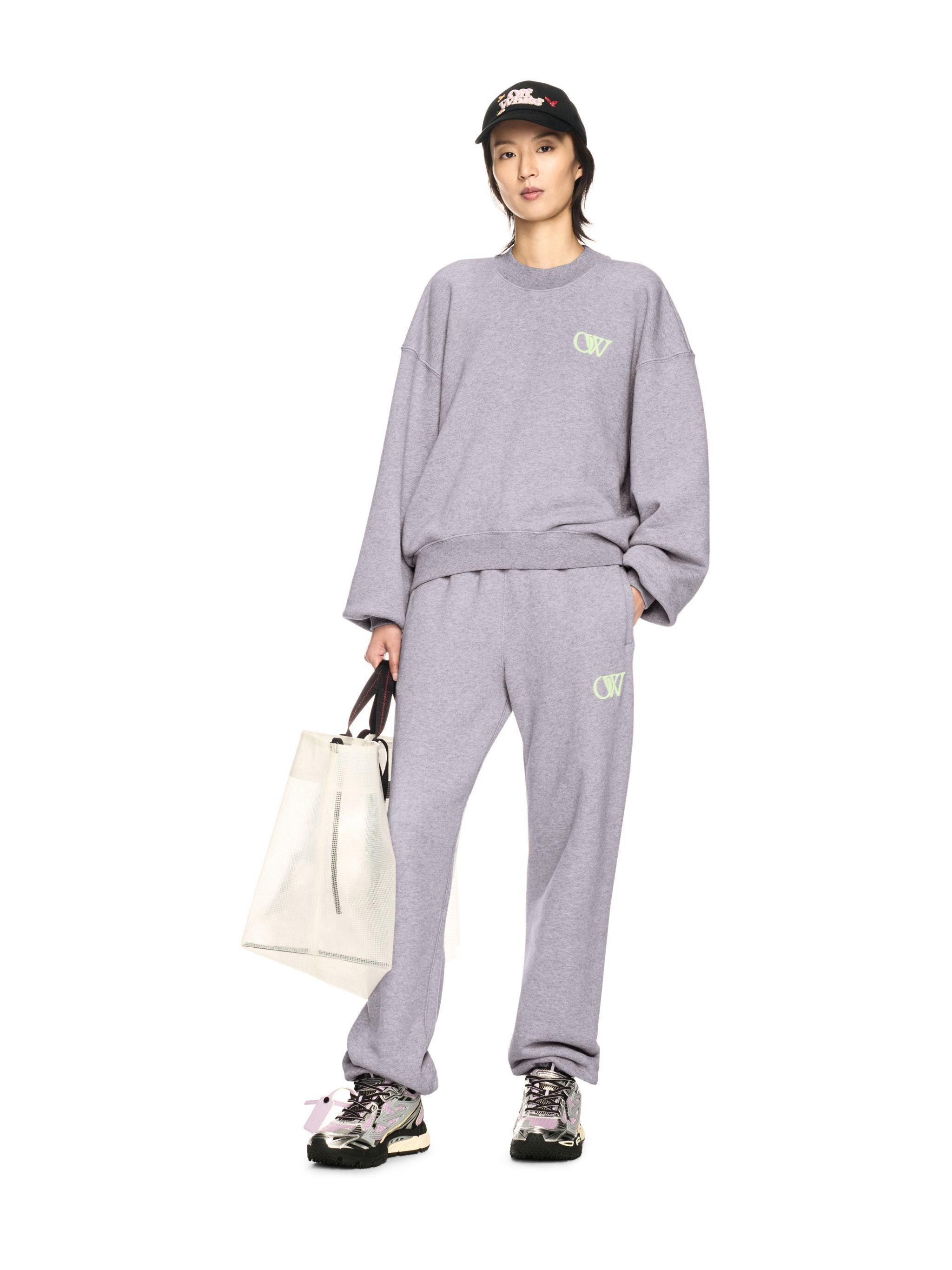 Gray Embroidered Ow Sweatpants - 3