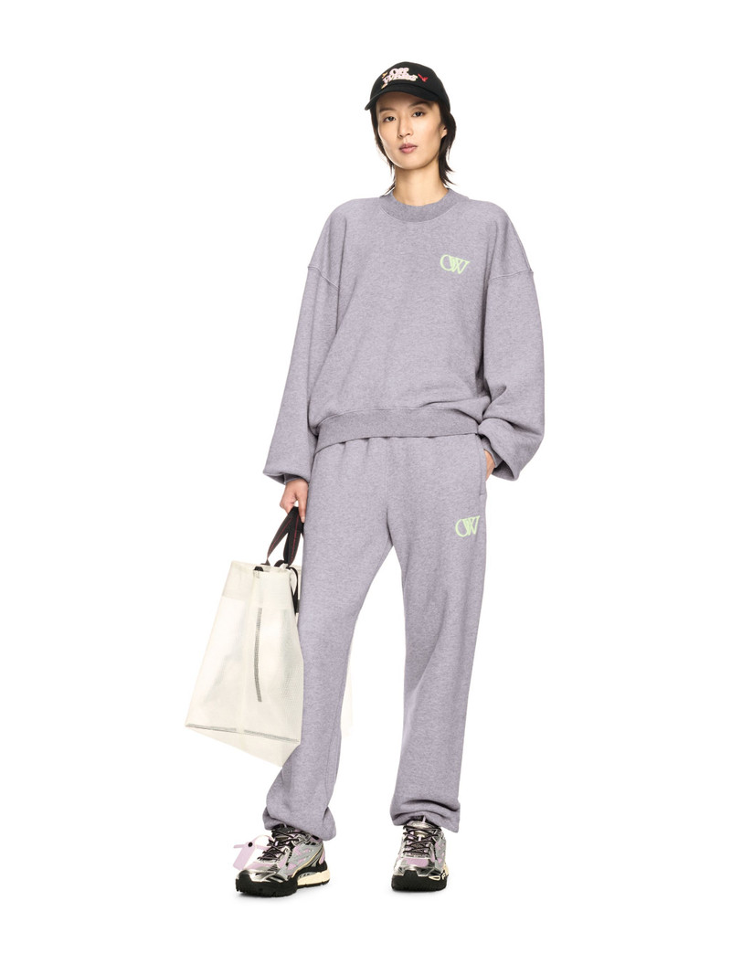Gray Embroidered Ow Sweatpants 3
