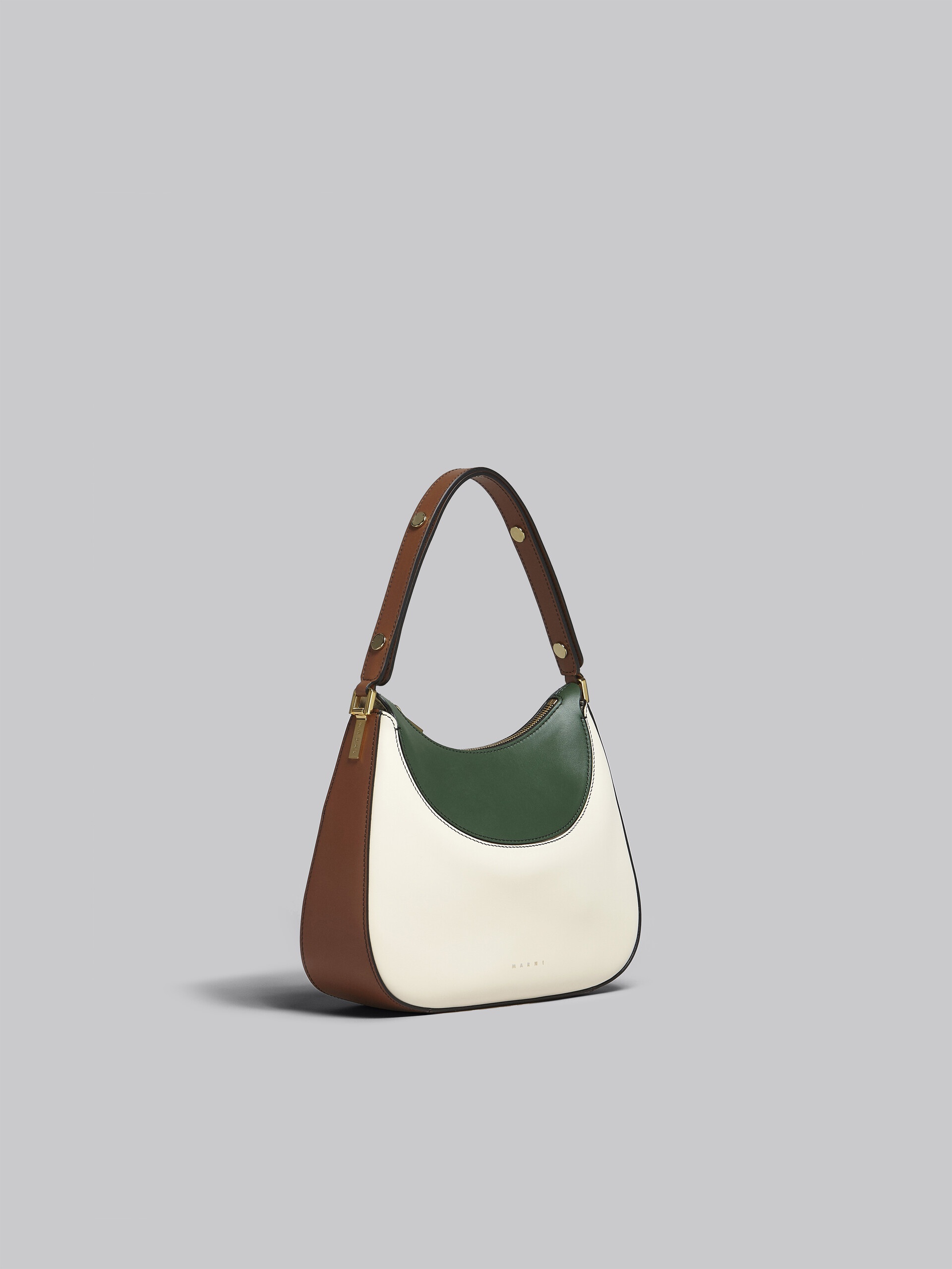 MILANO SMALL BAG IN WHITE BROWN AND GREEN LEATHE - 6