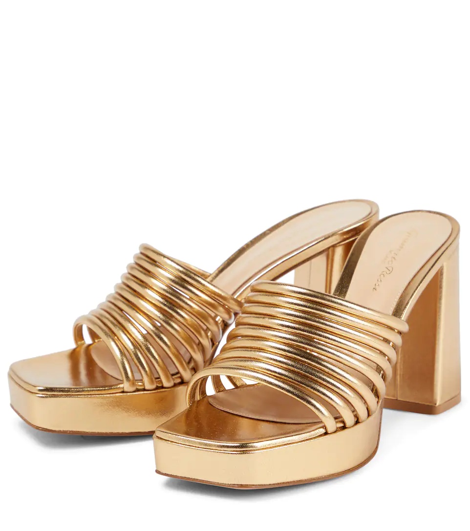 Lena metallic leather sandals - 5