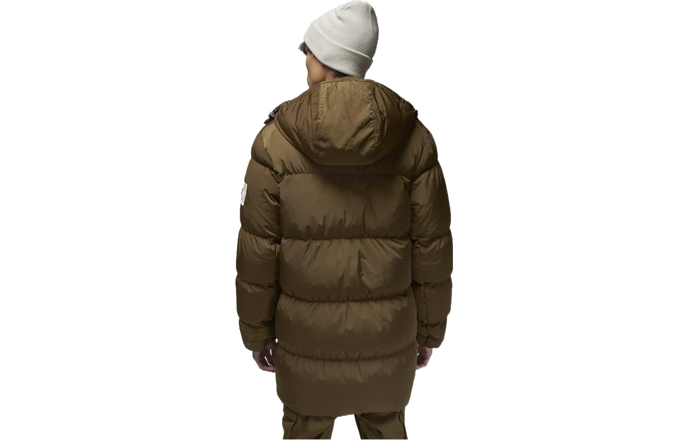 Air Jordan Logo Zipper Mid-Length Down Jacket Men's Green DQ7347-385 - 2