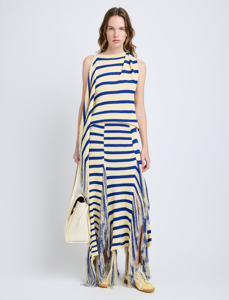 Proenza Schouler Yves Top in Stripe Fringed Knit outlook