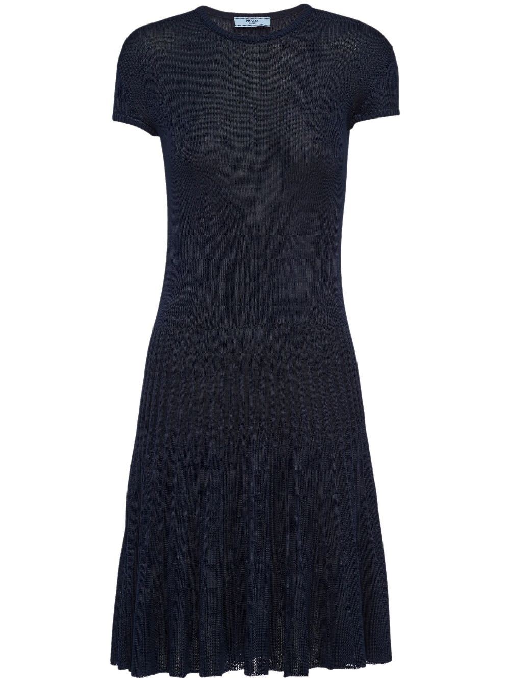 short-sleeve silk knitted dress - 1