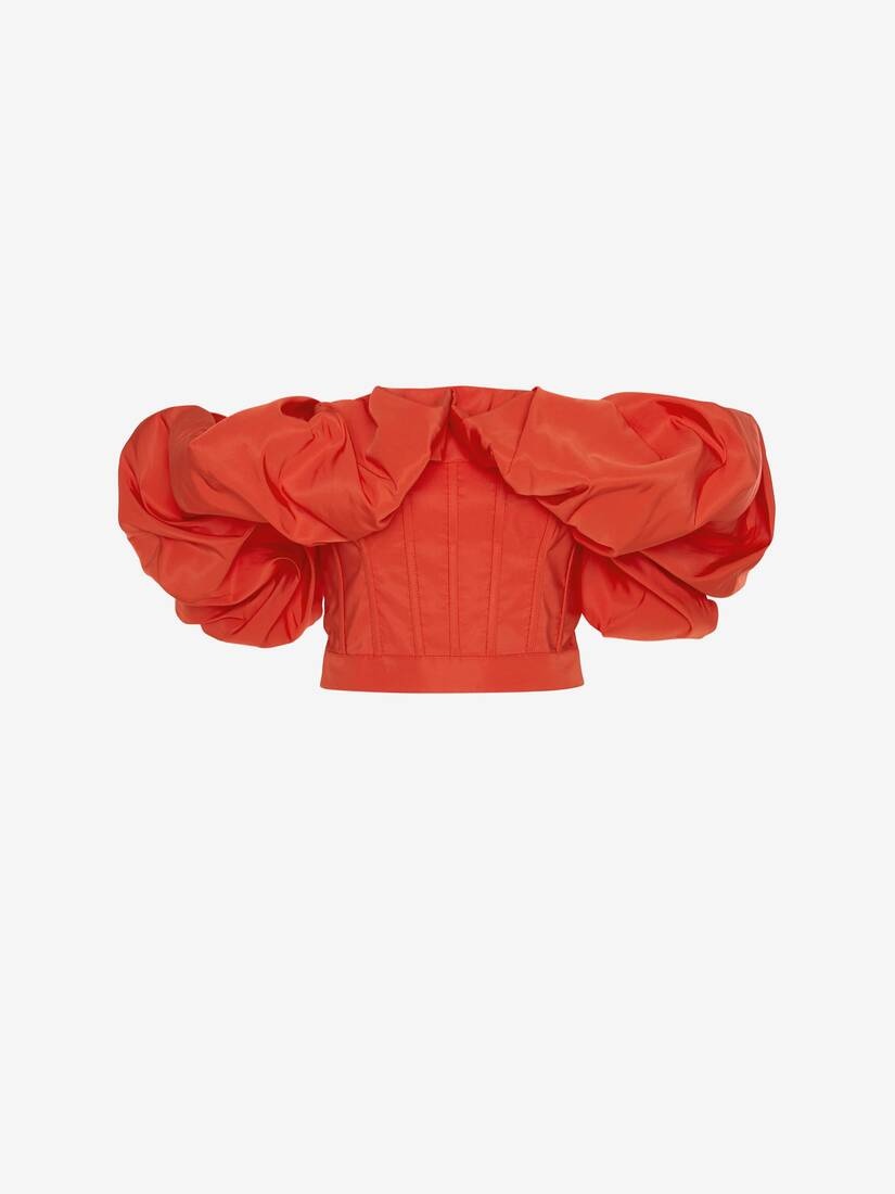 Off-the-shoulder Corset Top in Warm Orange - 1