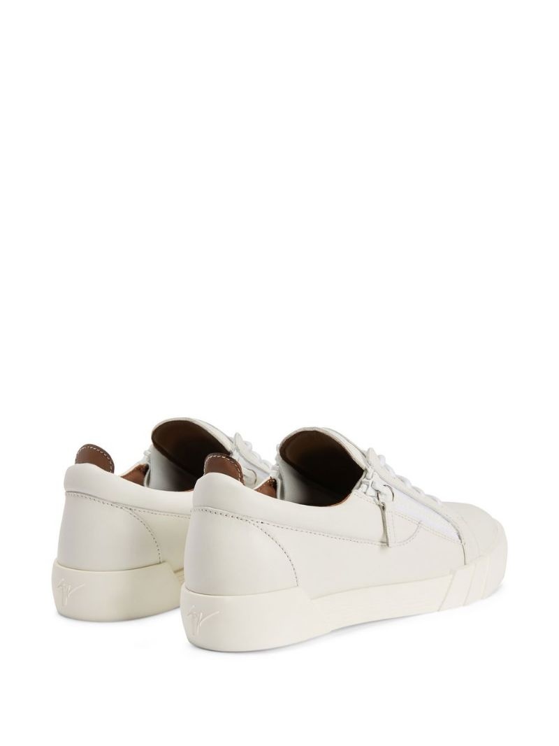 panelled leather sneakers - 3