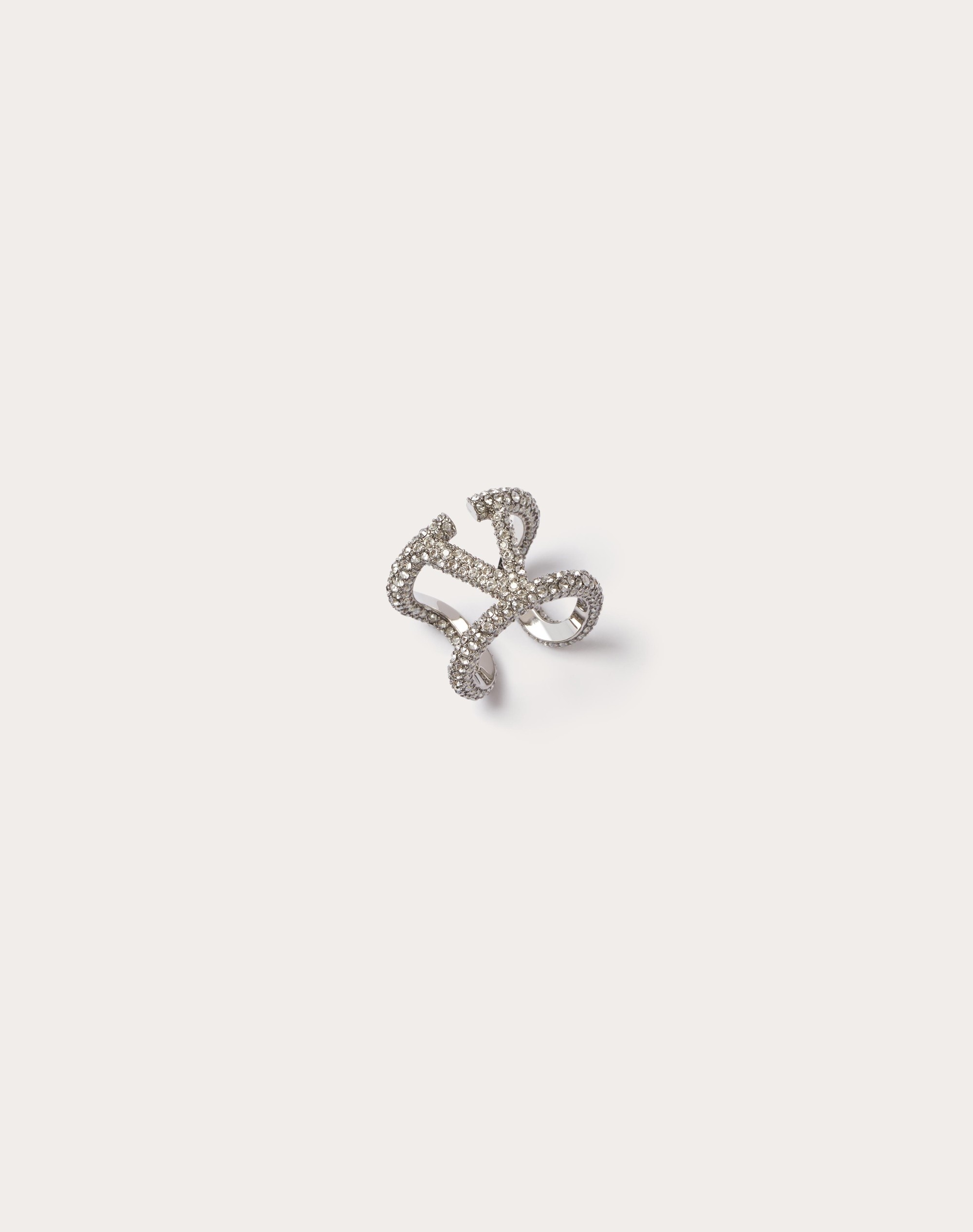 VLOGO SIGNATURE RING IN METAL AND SWAROVSKI® CRYSTALS - 1