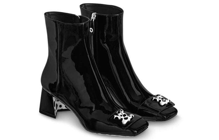 (WMNS) LOUIS VUITTON x YAYOI KUSAMA 55mm Heeled Boots 'Black' 1AB9OF - 2