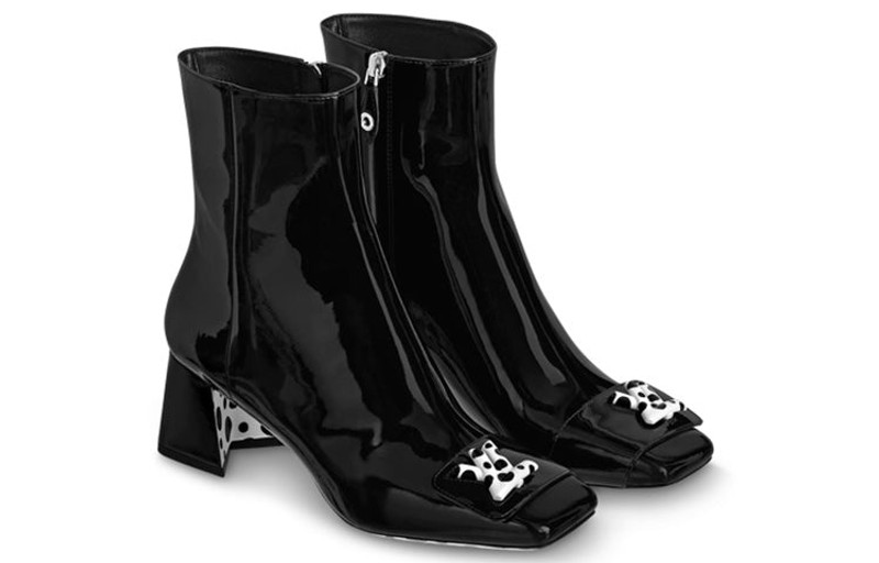 Louis Vuitton (WMNS) LOUIS VUITTON x YAYOI KUSAMA 55mm Heeled Boots 'Black' 1AB9OF outlook