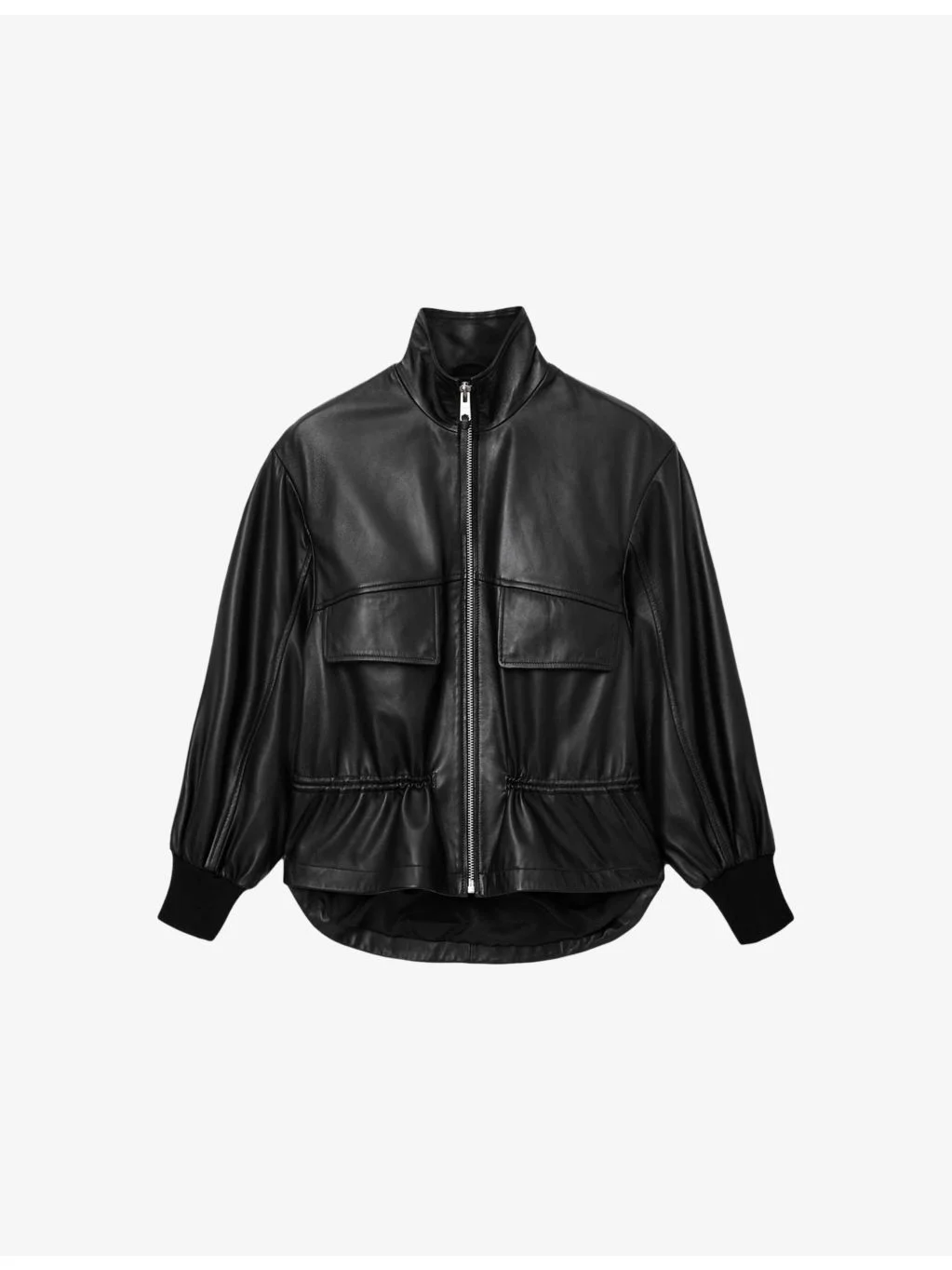Flor Funnel-Neck Leather Jacket - 1