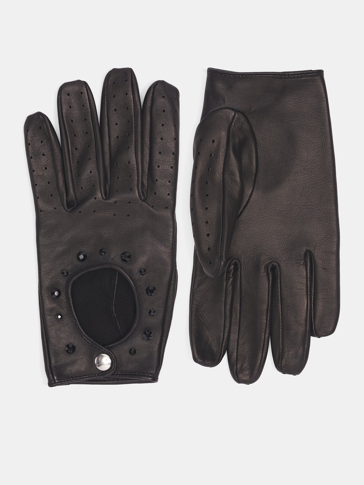 Lamb Leather Swarovski Driving Gloves - 1