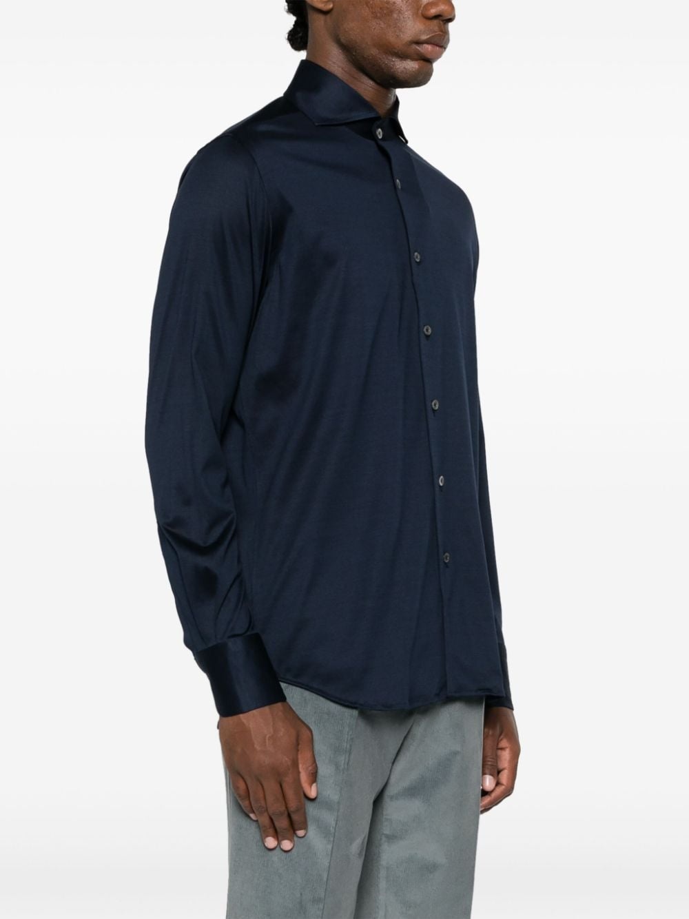 spread-collar cotton shirt - 3