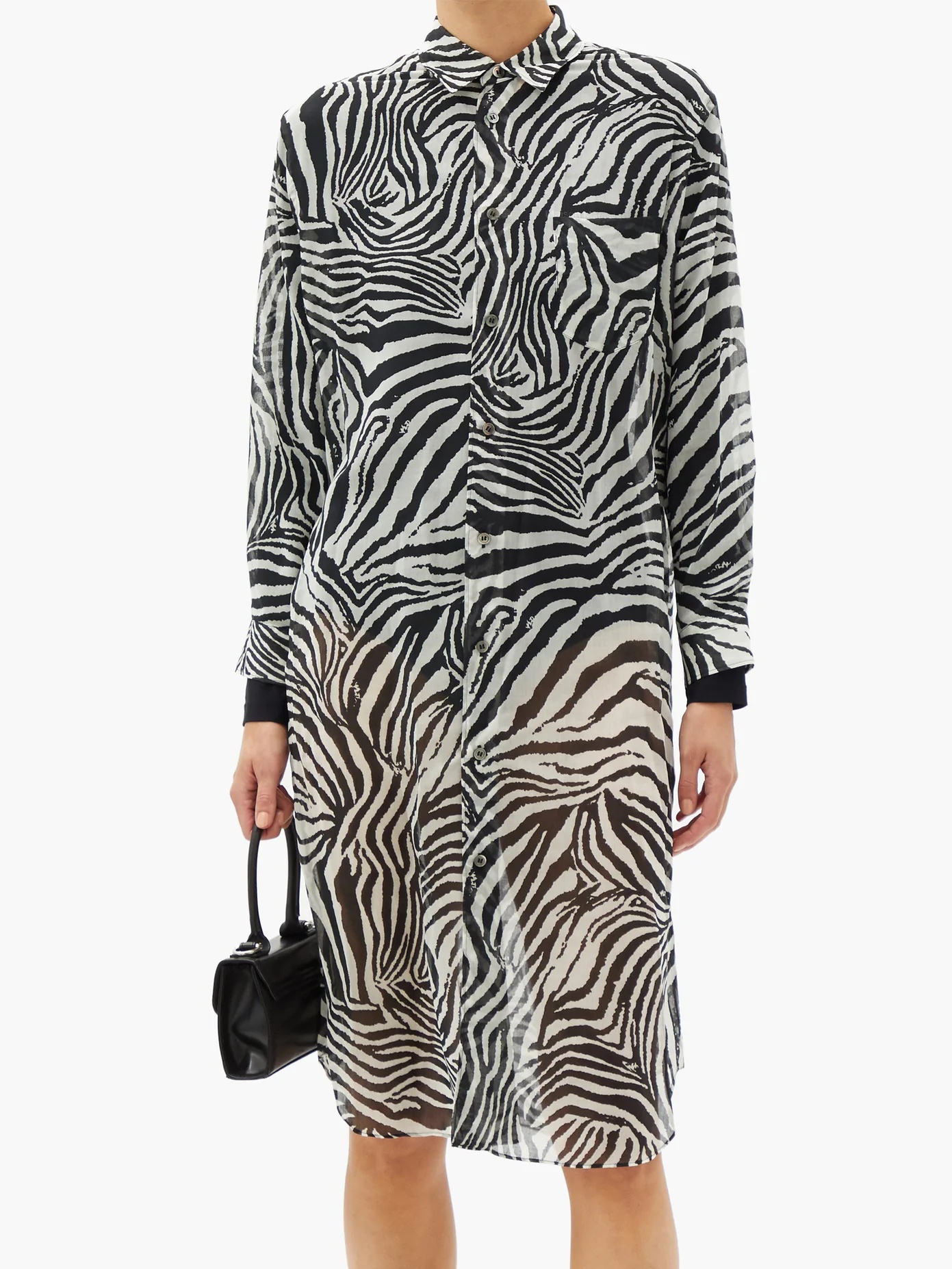 Zebra-print muslin shirt dress - 6