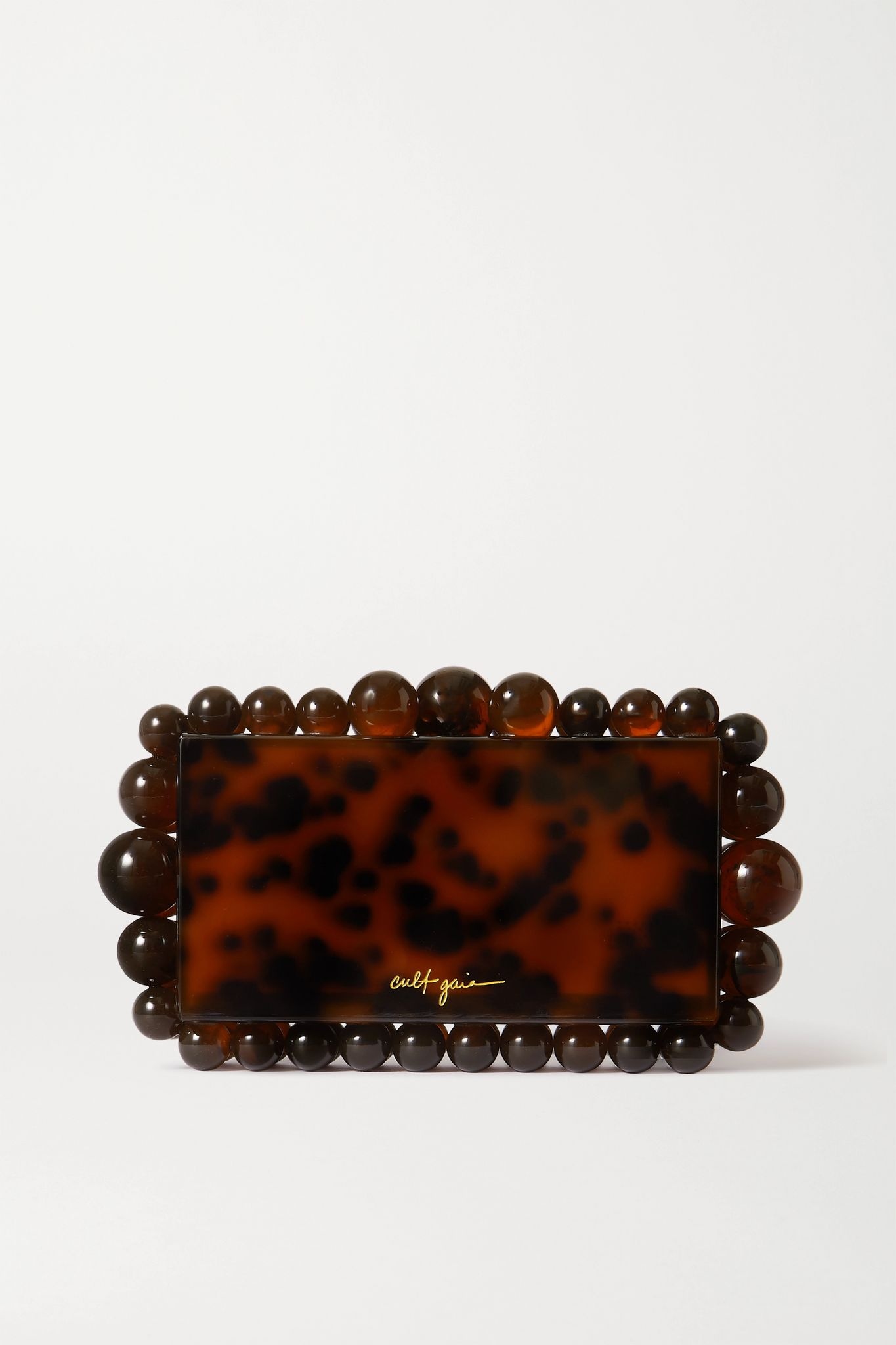 Eos beaded tortoiseshell acrylic clutch - 1