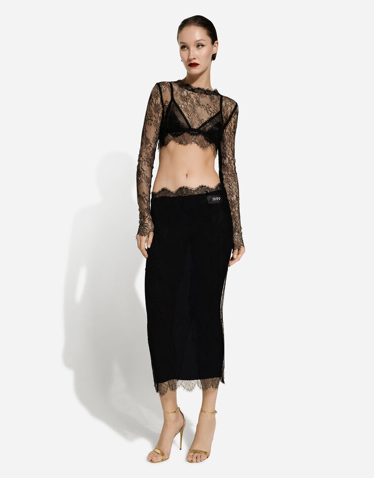 Chantilly lace midi skirt - 3