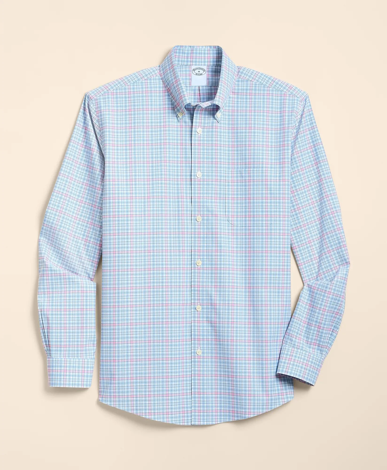 Stretch Non-Iron Poplin Polo Button-Down, Sport Shirt - 1