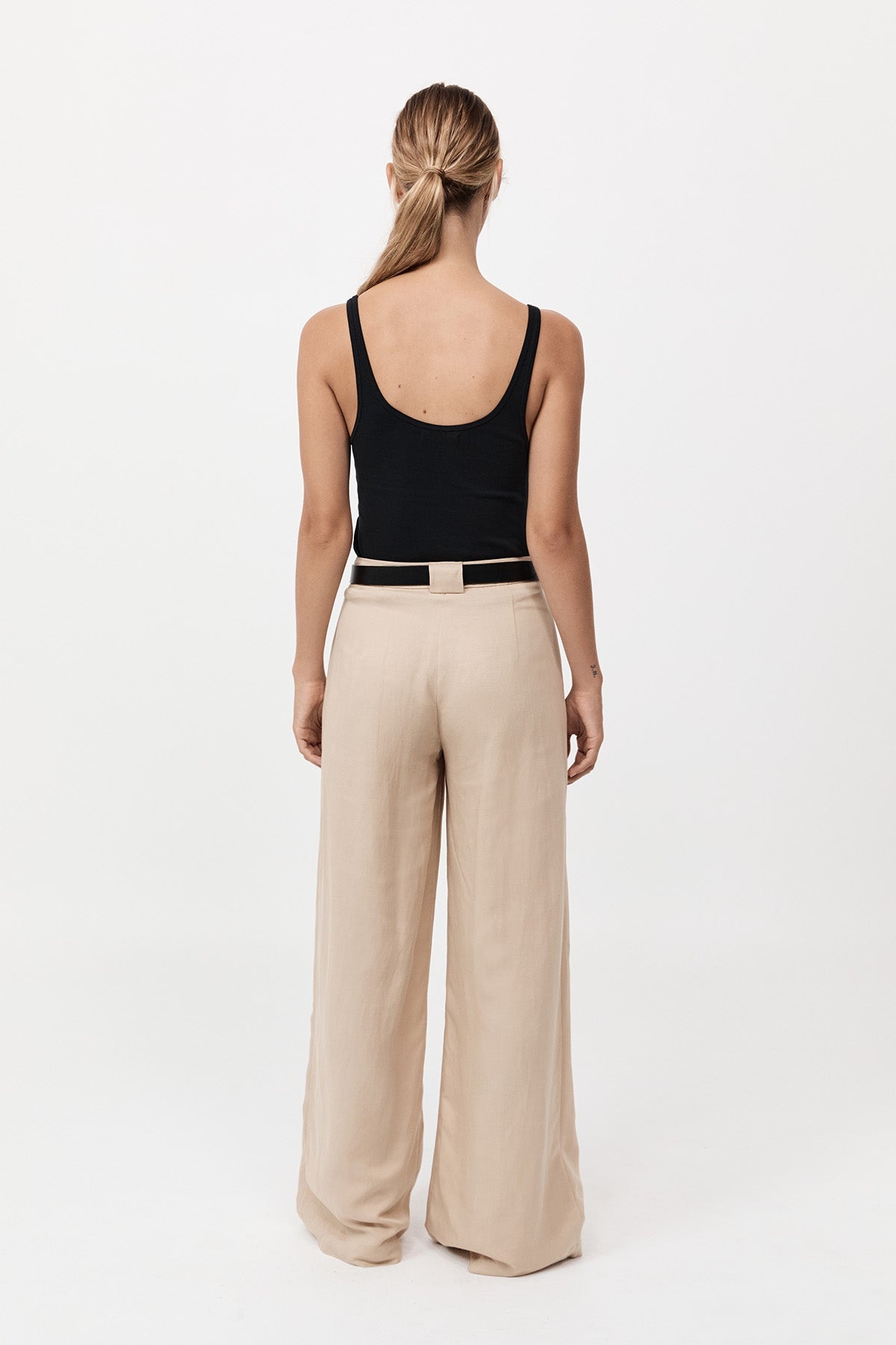 Wide Leg Pleat Pants - Dune - 5