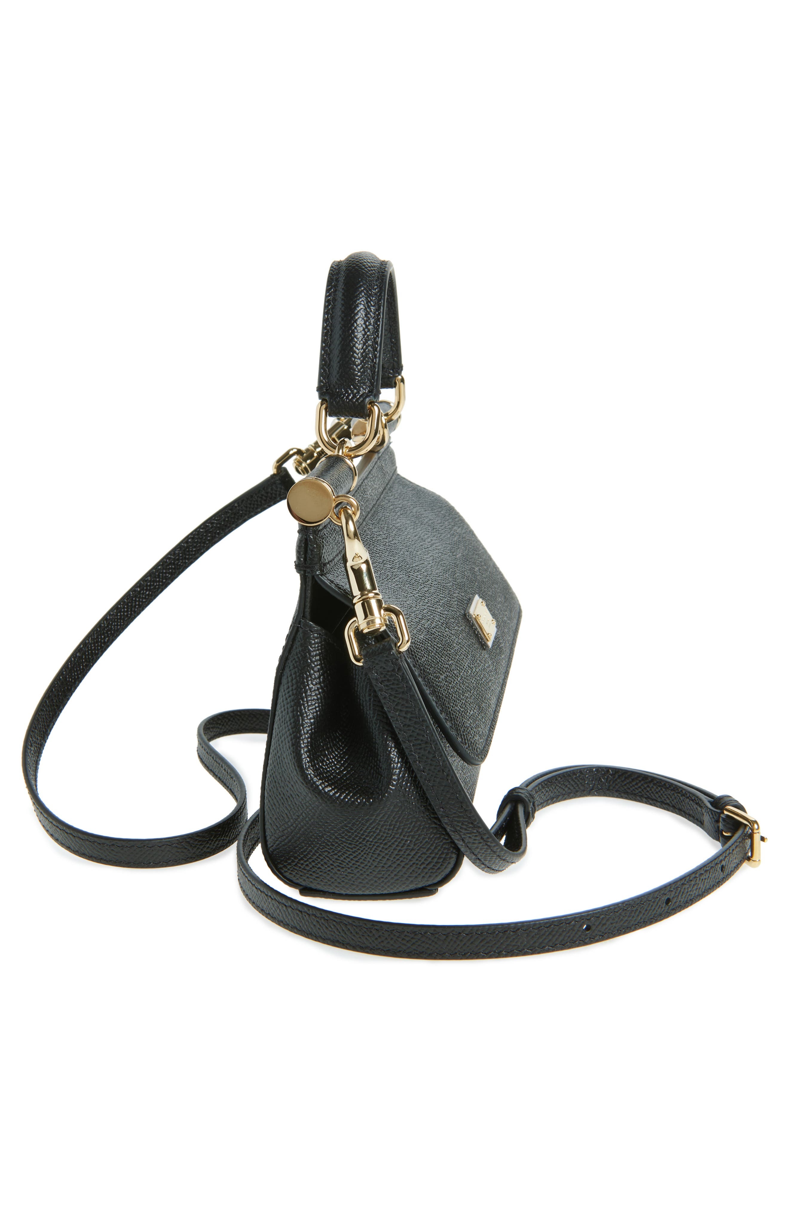 Dolce&Gabbana Sicily Leather Top Handle Bag in 80999 Nero at Nordstrom - 6