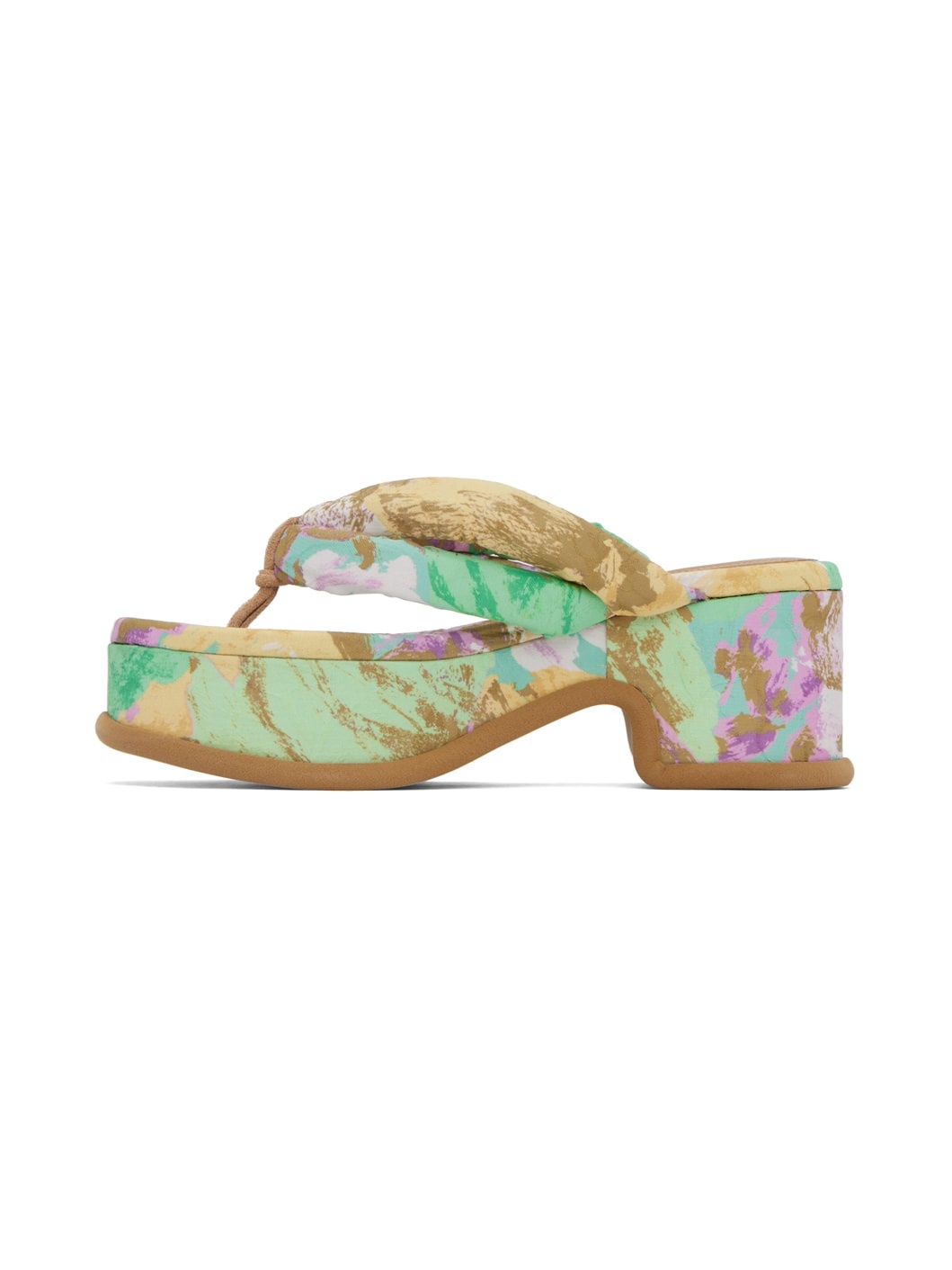 Multicolor Printed Platform Heeled Sandals - 3