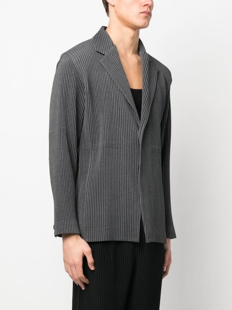 single-breasted plissé blazer - 3