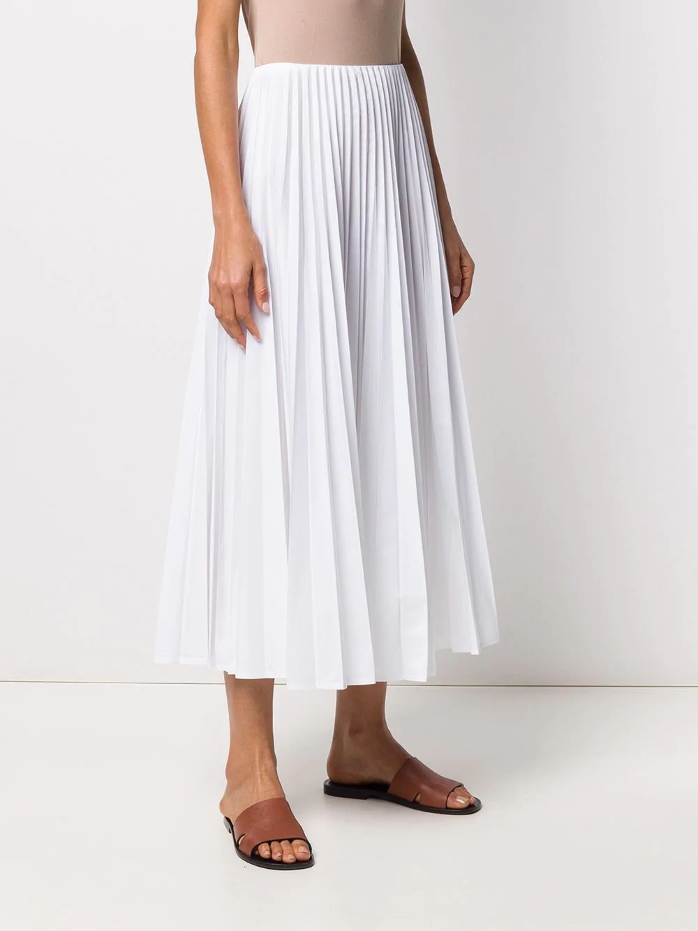 high-waisted pleated midi skirt - 3