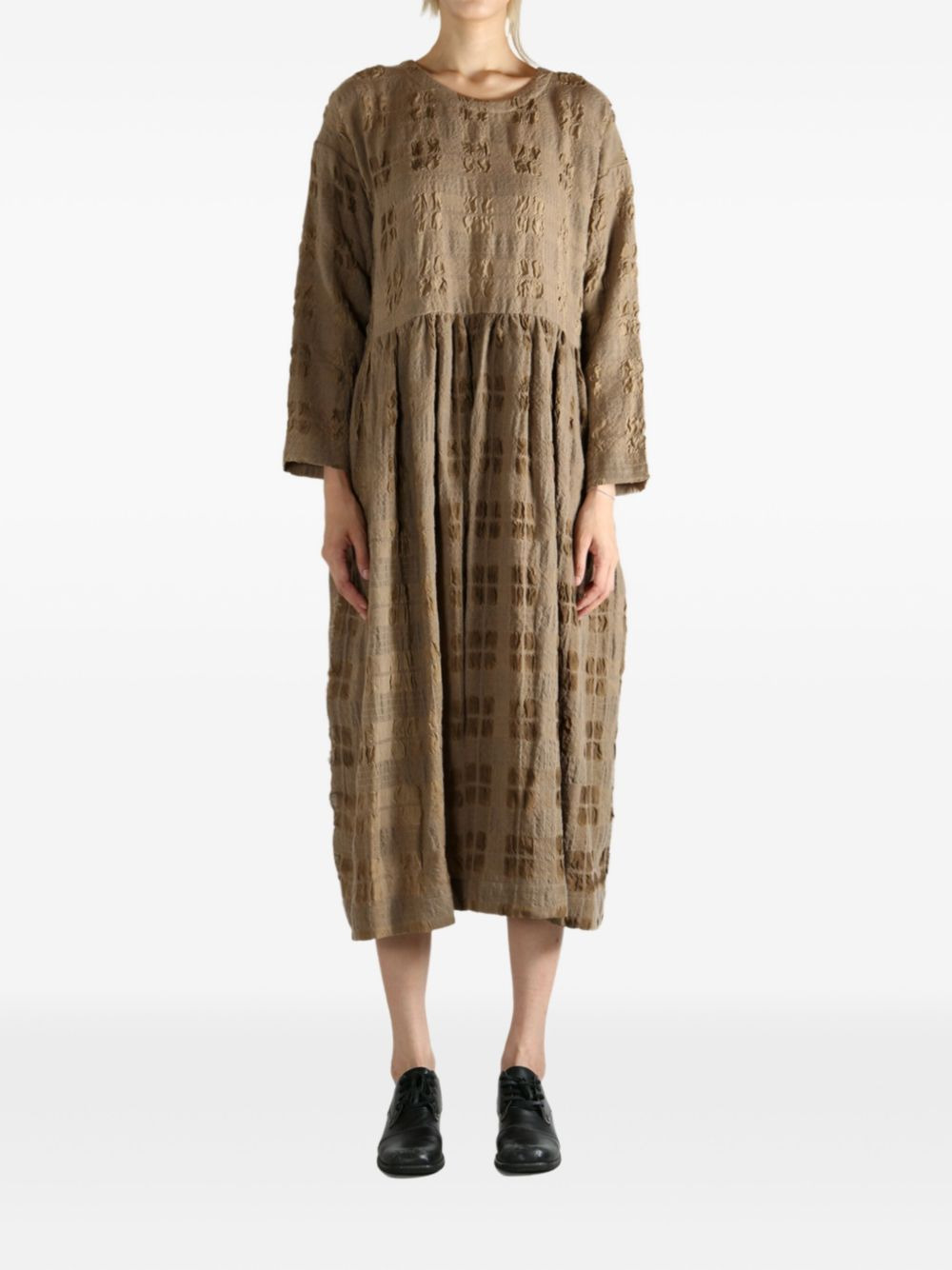 check-pattern midi dress - 2