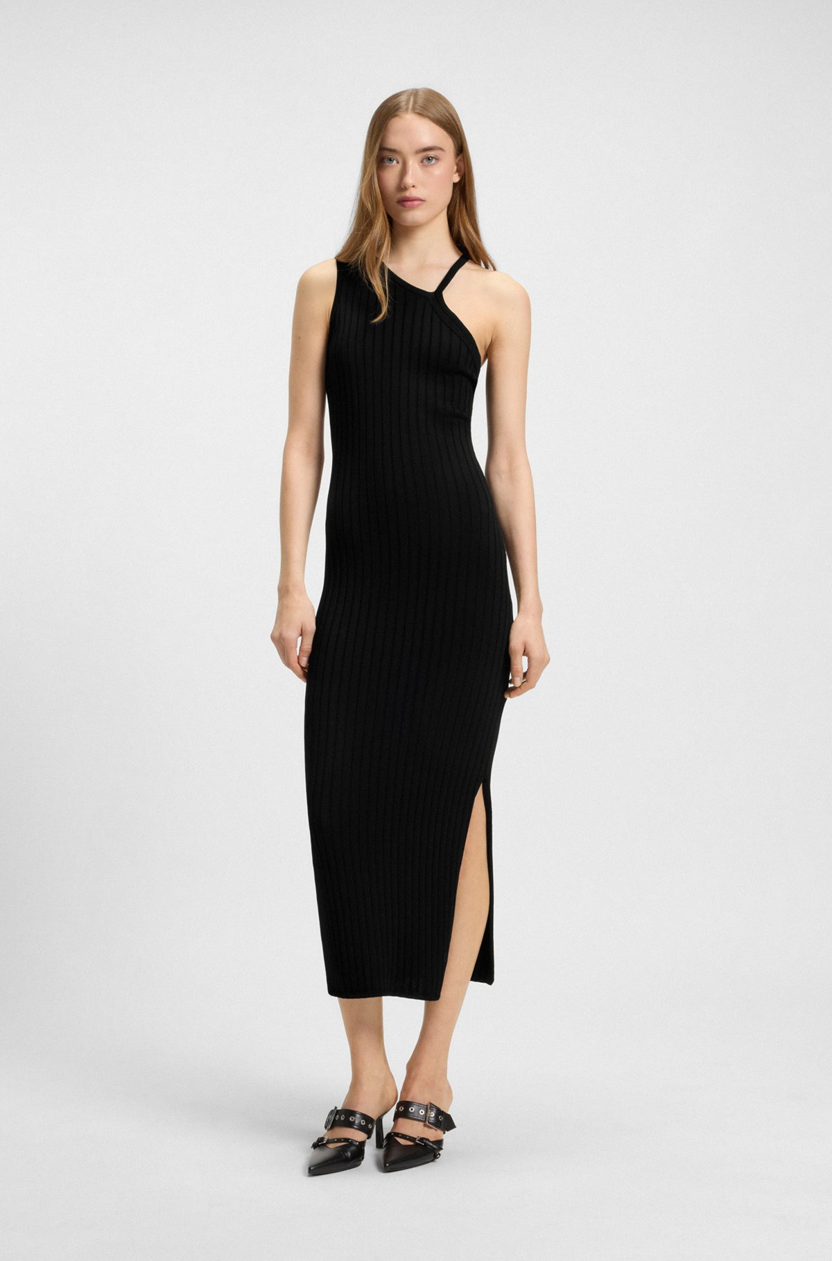 KNITTED DRESS WITH ONE-SHOULDER DESIGN - 2