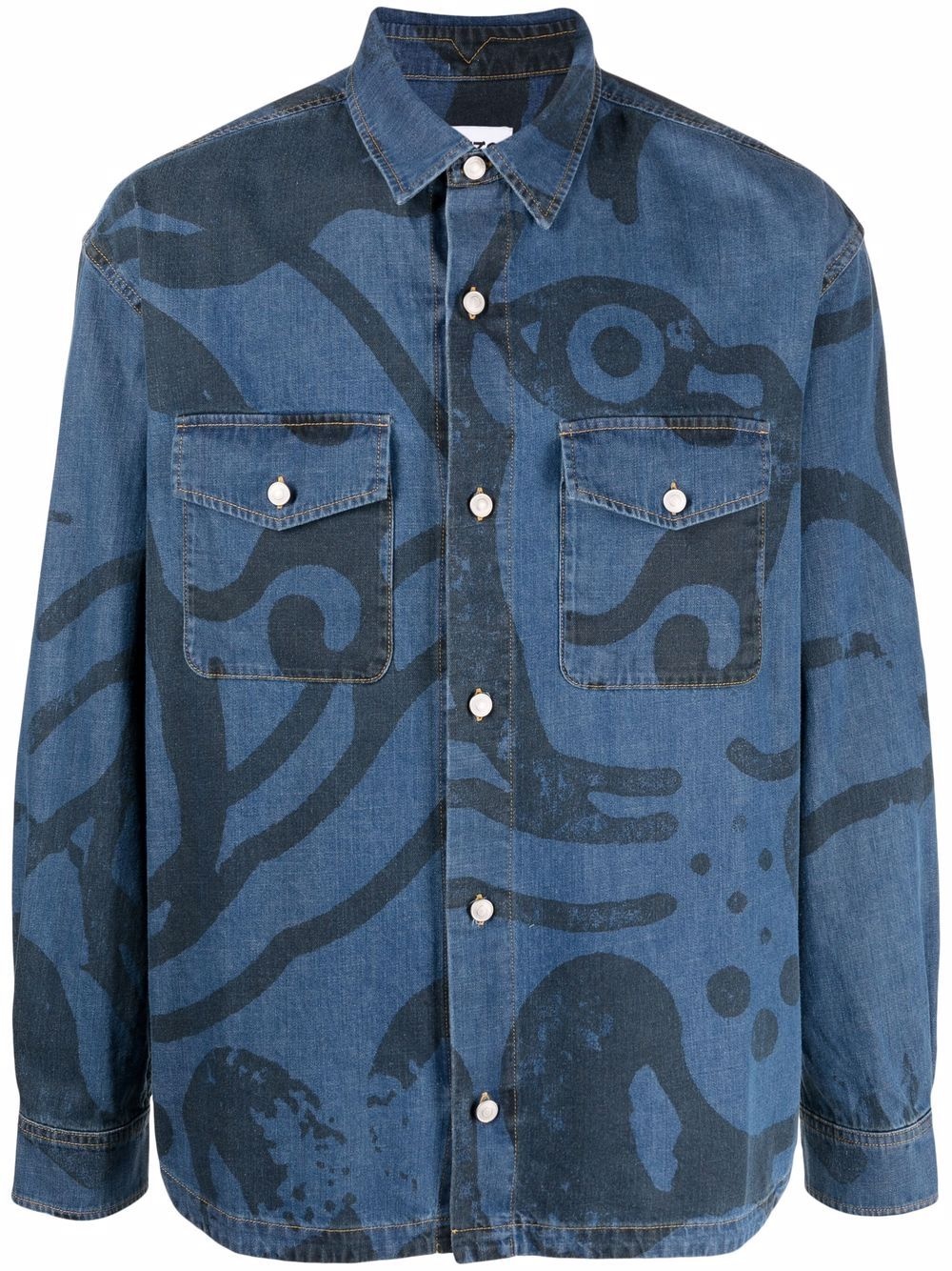 graphic-print denim shirt - 1