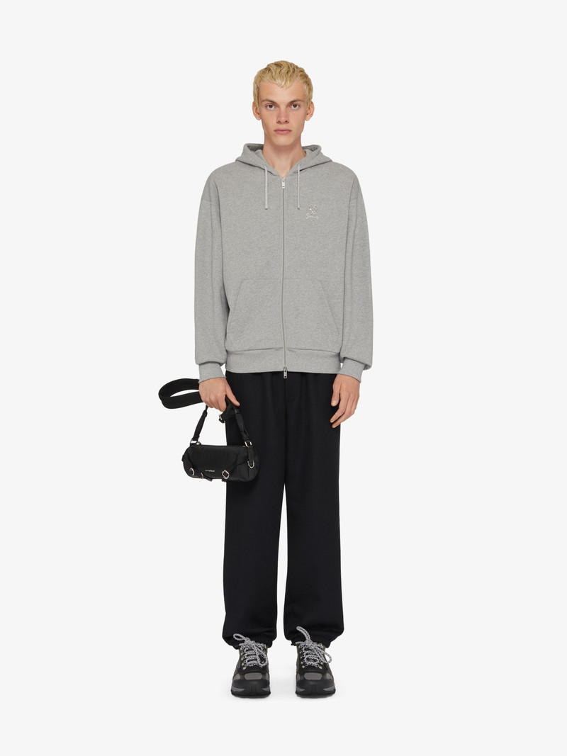 ZIPPED HOODIE IN FLEECE WITH CRYSTALS AND 4G DETAIL 1