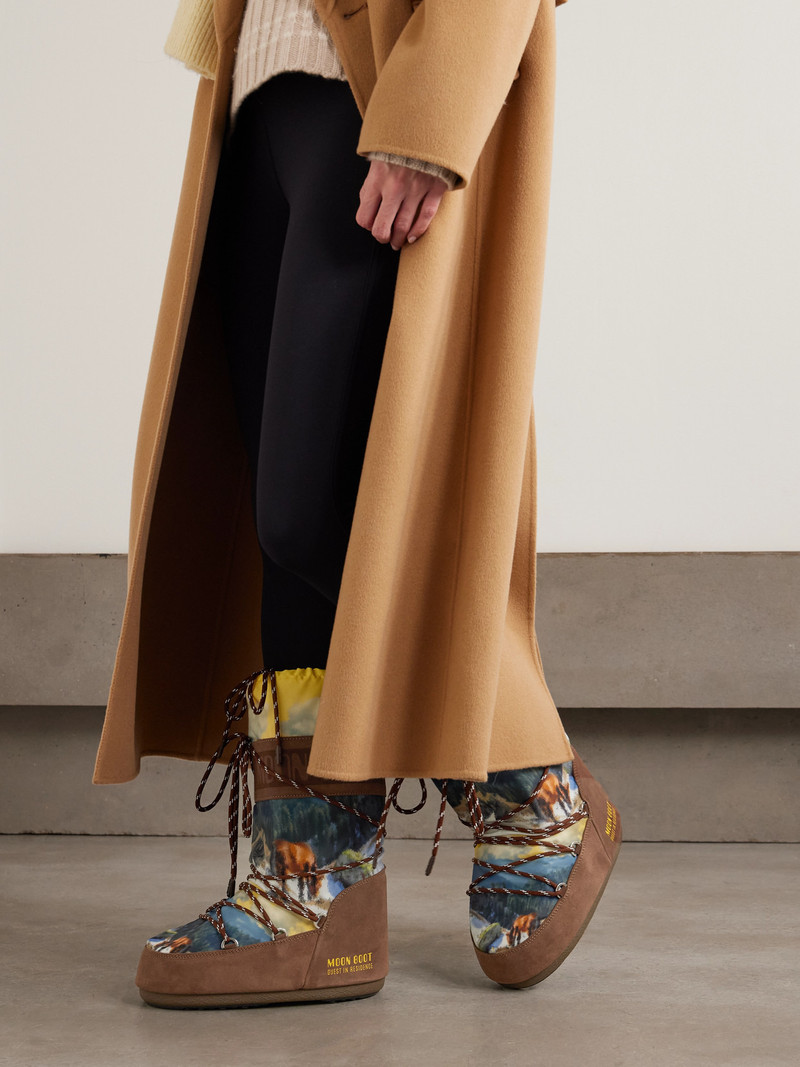 MOON BOOT + Guest In Residence Icon Postcard Suede-trimmed Printed Shell Snow Boots outlook