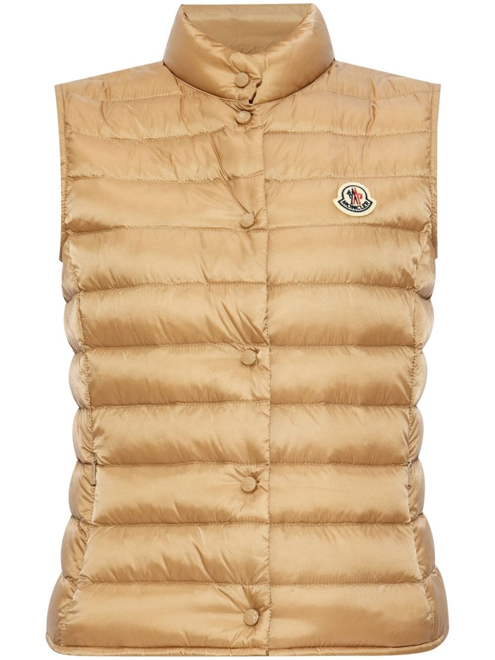 mock neck logo patch down gilet - 1